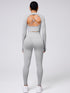 Back Crisscross Round Neck Long Sleeve Top and Leggings Active Set - Odaingerous